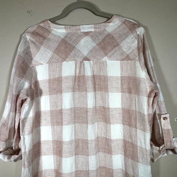 First Monday Anthropologie Plaid Linen Dress Small Lined Long Sleeve Shirt Dress - Picture 10 of 11
